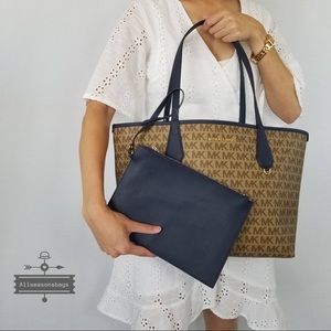 NWT Michael Kors Large Candy Reversible Tote Navy